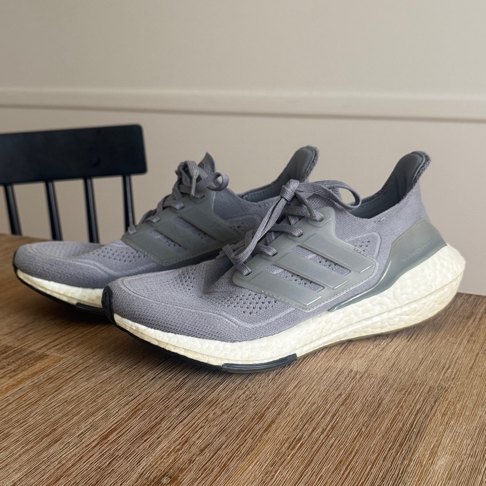 Adidas Gray Ultraboost 21 Knit Running Shoes